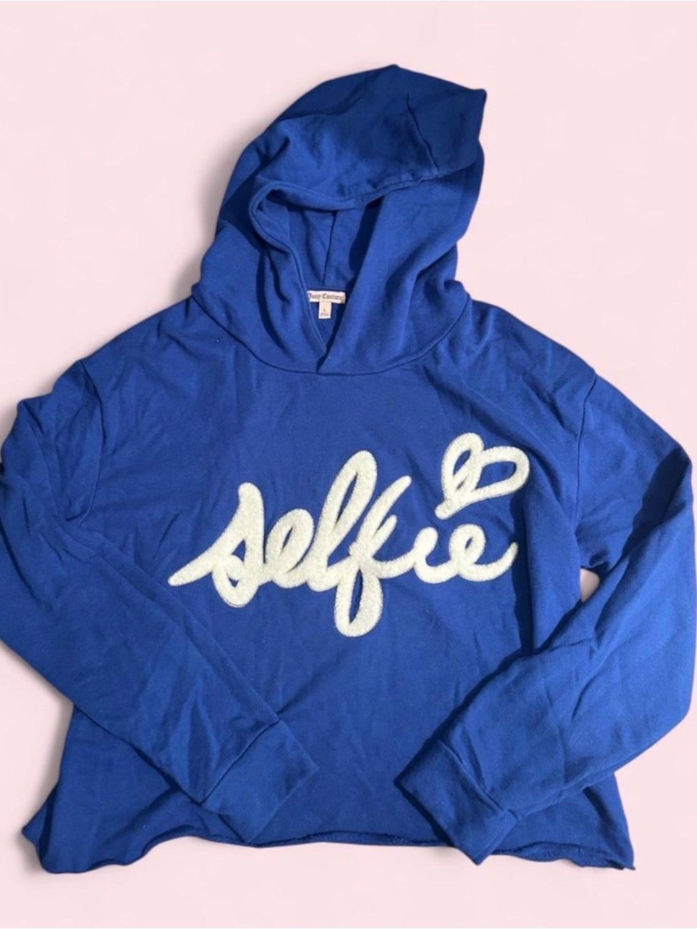 Juicy Couture Royal Blue Cropped Hooded Sweatshirt Size Large